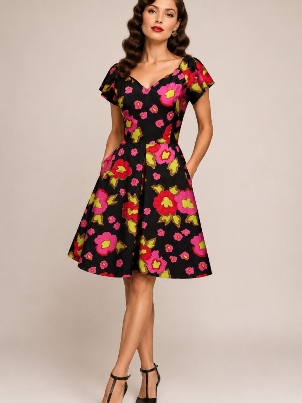 Vintage Arnold Scaasi Silk Swing Dress Size 8